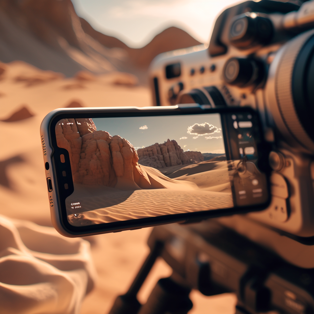 Айфон и камера в пустыне